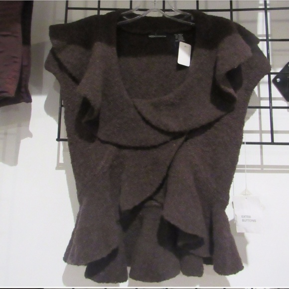 Moda International Ruffle Jacket Moda International | Jackets & Coats | Dark Coffee Ruffled Vest | Poshmark